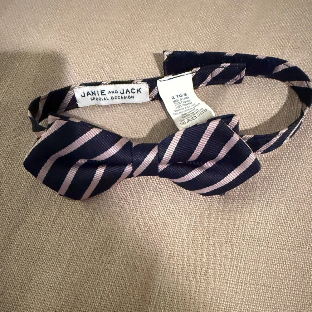 Janie and Jack Navy and Pink Striped Bow Tie